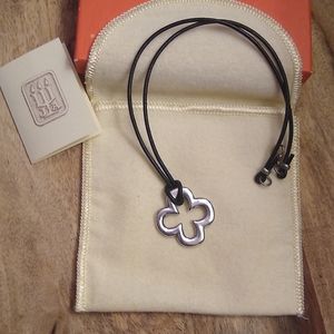 Silver Pendant Cord Necklace